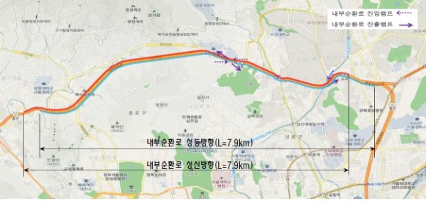 내부순환로 홍지문터널~길음IC 구간. [자료=서울시]
