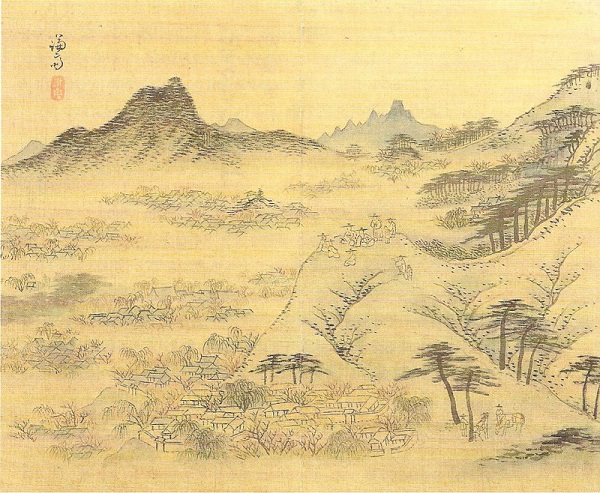정선의 필운상화 (弼雲賞花), 1750년경, 종이에  엷은채색, 27.5x18.5cm, 개인소장.