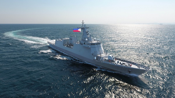 HD현대중공업이 2020년 필리핀 해군에 인도한 호위함 ’호세리잘함‘의 운항 모습. [HD현대중공업 제공]